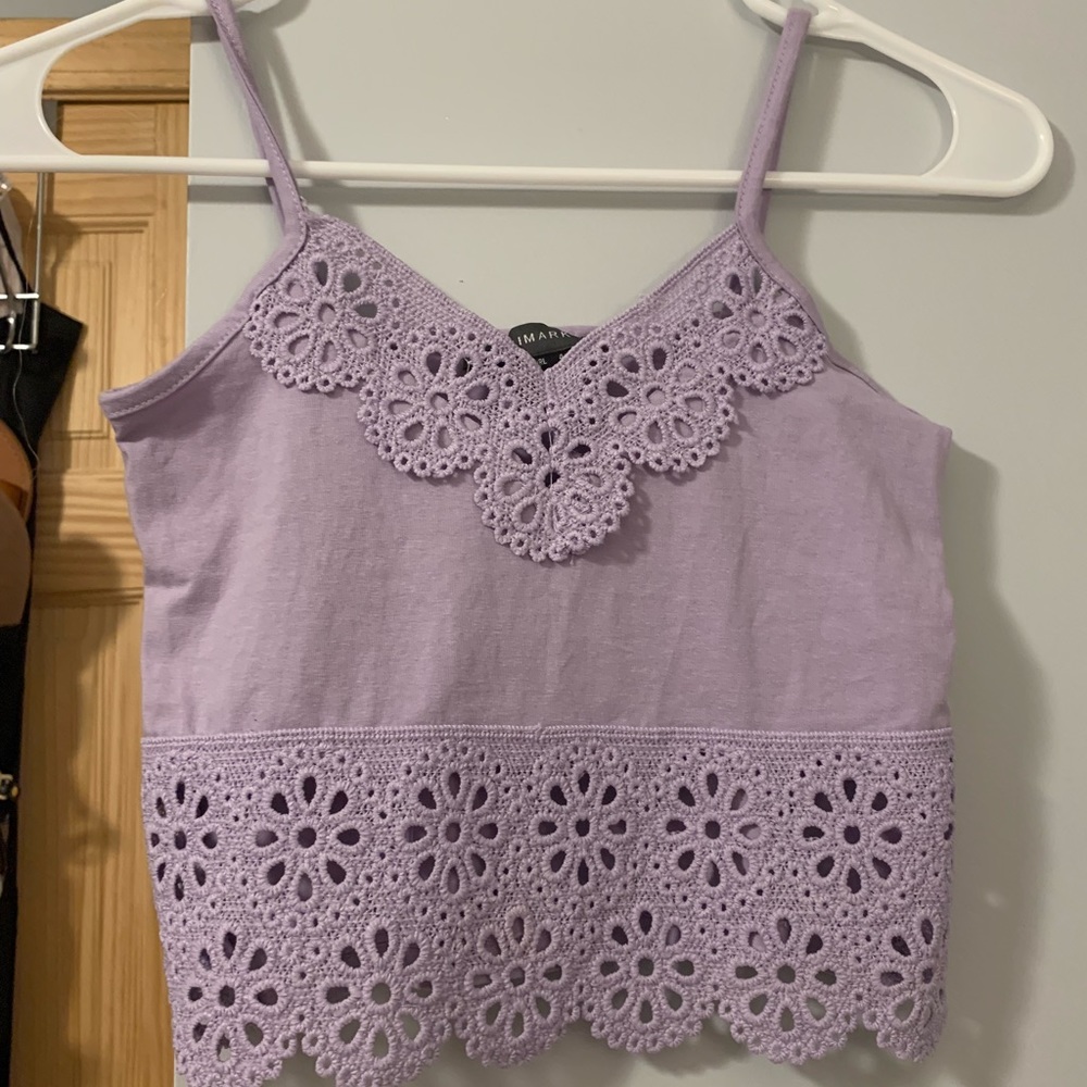 Purple spaghetti strap crop top